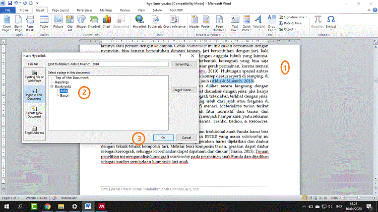 Hyperlink Referensi Artikel di Microsoft Word